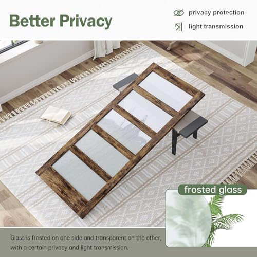 36x84 Inch Glass Sliding Barn Door Slab and 6.6ft Hardware Kit Included, 5 Frosted Glass, LVL Wood Panel Covered with White Water-Proof Scratch-Proof PVC Surface, Simple DIY Assembly