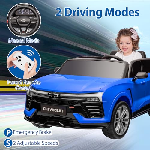 2 Seater Ride On Car for Kids, Licensed Chevrolet 24V 7AH Ride On Toys with Parent Remote Control, Kids Electric Vehicles Battery Powered Cars for Toddlers, Spring Suspension, LED Lights