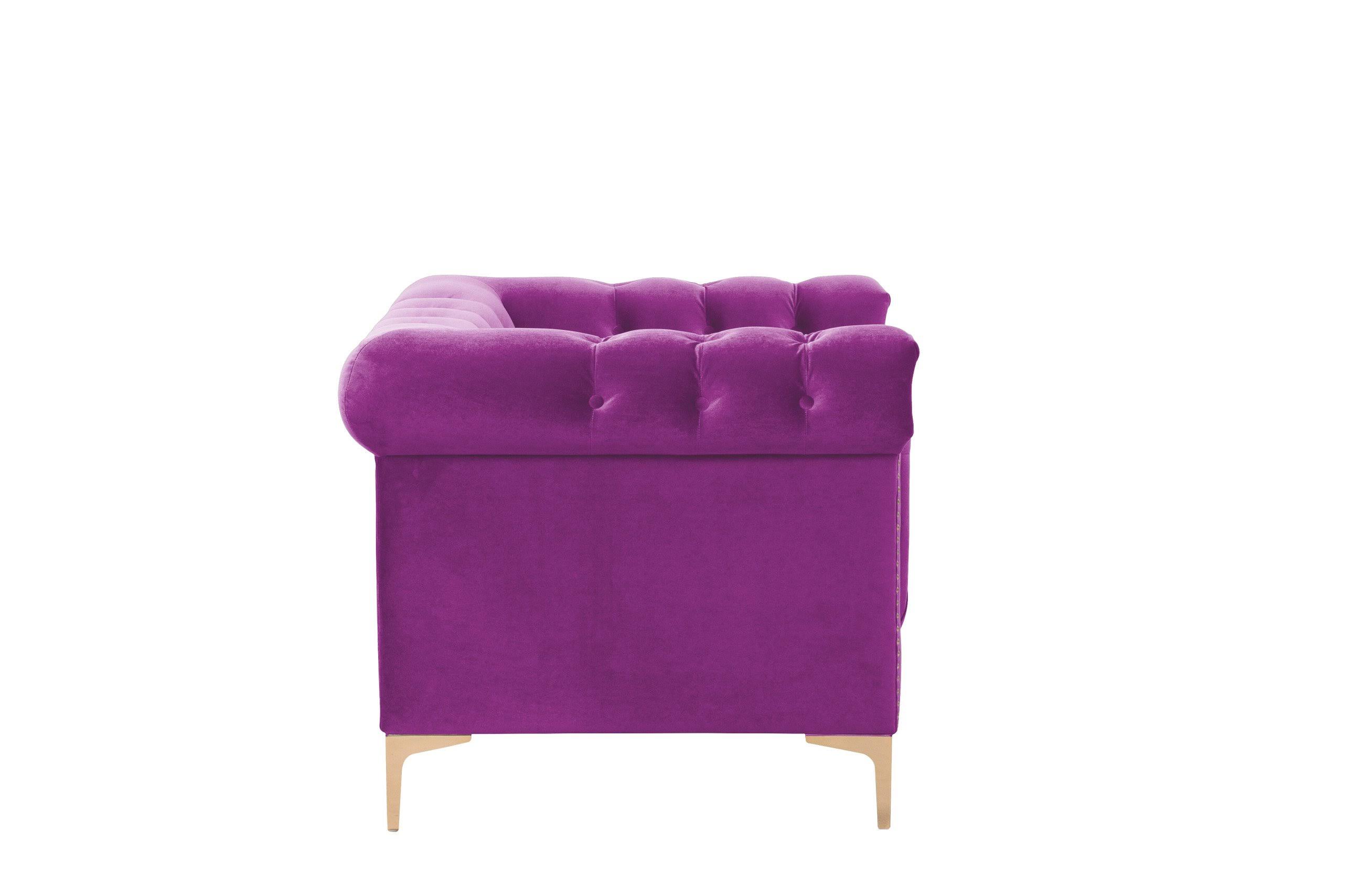 Chic Home BEA Purple Velvet Button Tufted Nailhead Club Chair