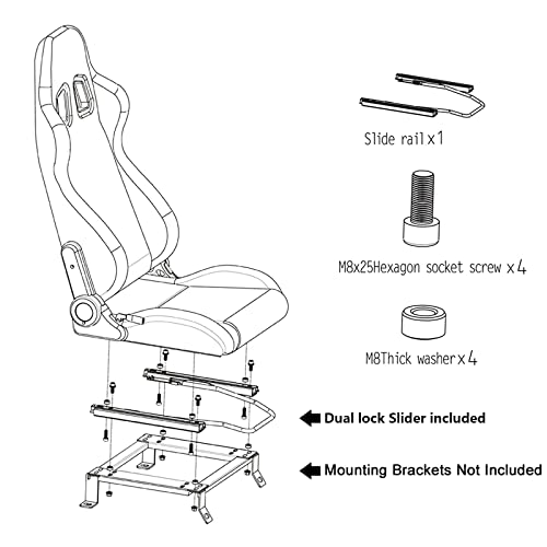 Universal Racing Seats, Pair of Bucket Seats with Dual Lock Sliders for Front-Back Adjustment, PVC Leather Racing Seats for Cars (White)