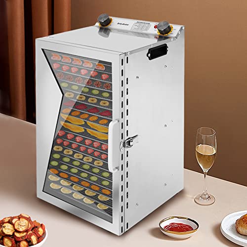 Food Dehydrator 18-Tray Commercial Dehydrators Dryer Machine Dehydrator for Jerky Large-capacity Dehydrator 360°Dehydrator Machine for Jerky Herb Meat Beef Fruit Vegetables 600W
