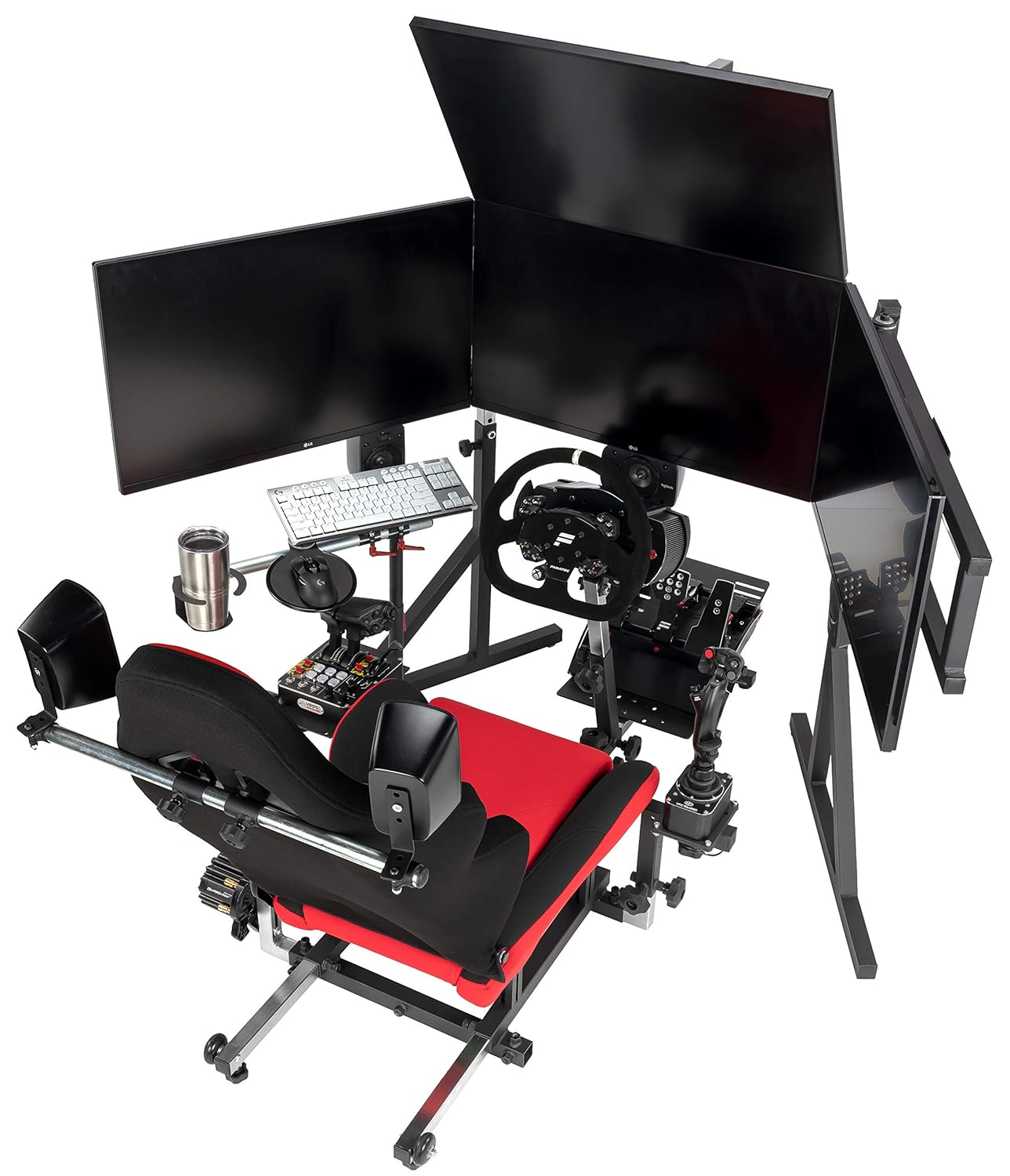 SimFab Triple Monitor Stand for Racing and Flight Simulators Model LD | Up to 100x100mm VESA Mount or M4/M5 Hardware (Triple Monitor Stand, Light Duty Mount Brackets)