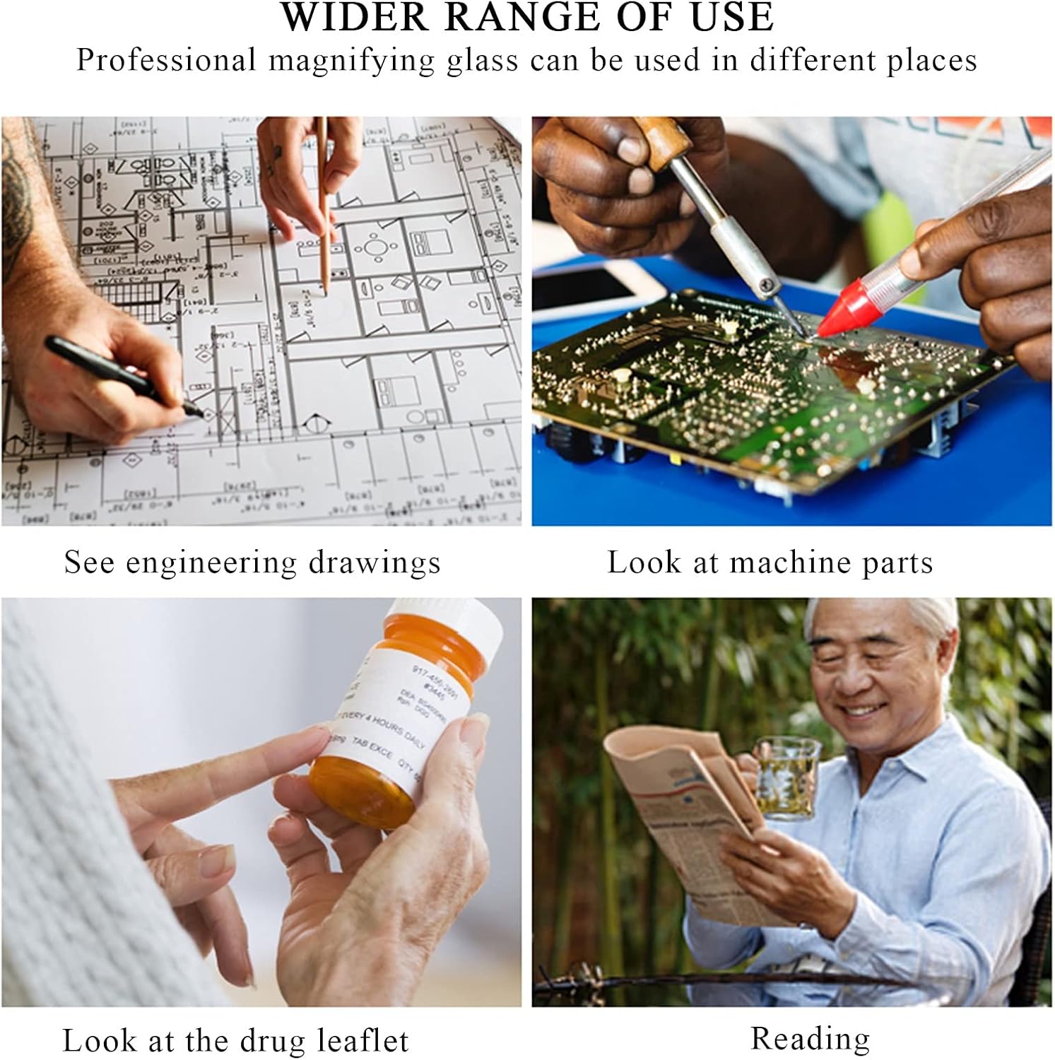 Magnifying Glasses with Light and Stand for Reading Handheld Magnifier 30X with 6 LED Magnifying Glass for Visually Impaired
