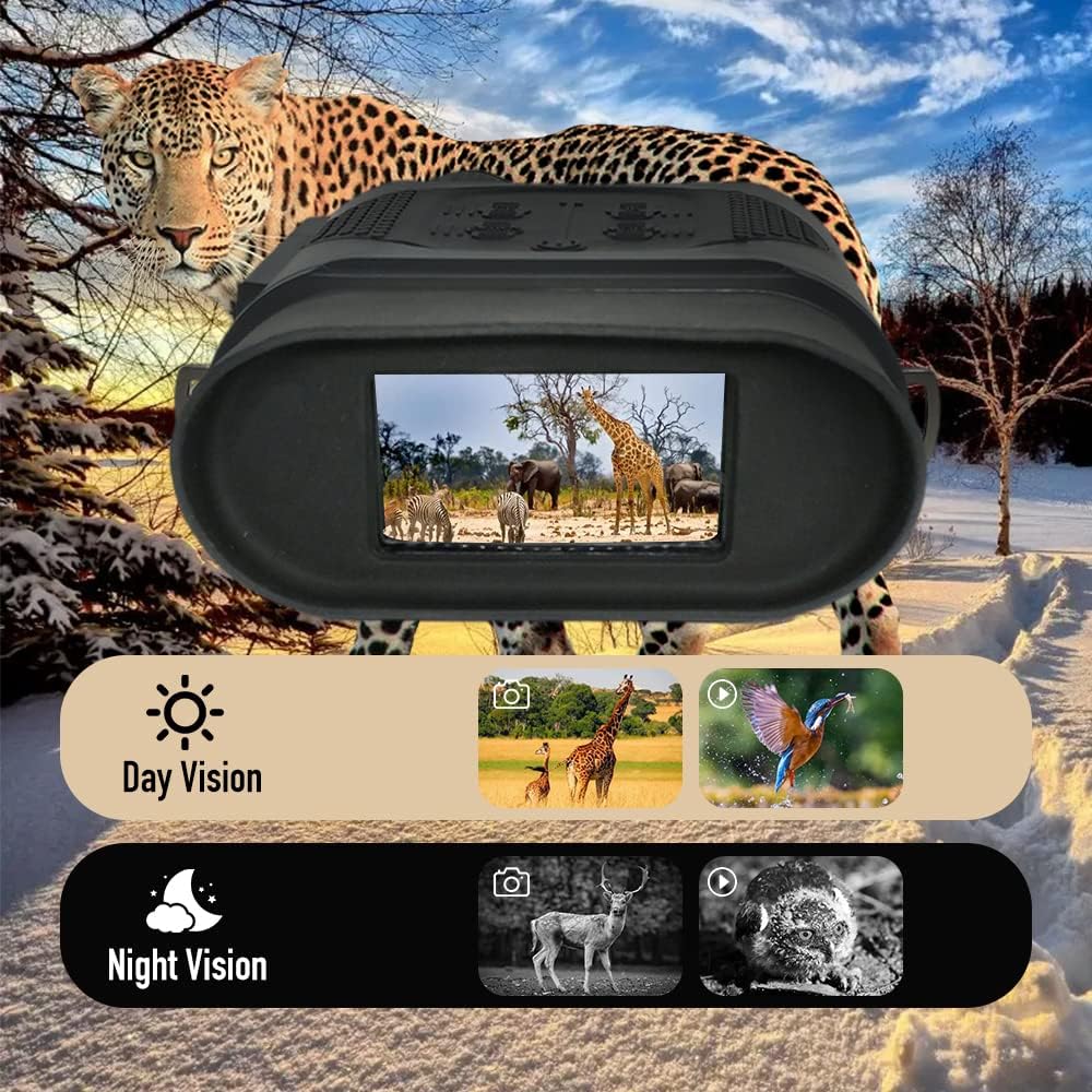 Tontube Night Vision Goggles, 1-6X Digital Zoom Infrared Night Vision Binoculars, Tactical Gear Military Grade for Hunting with 256G Memory Card