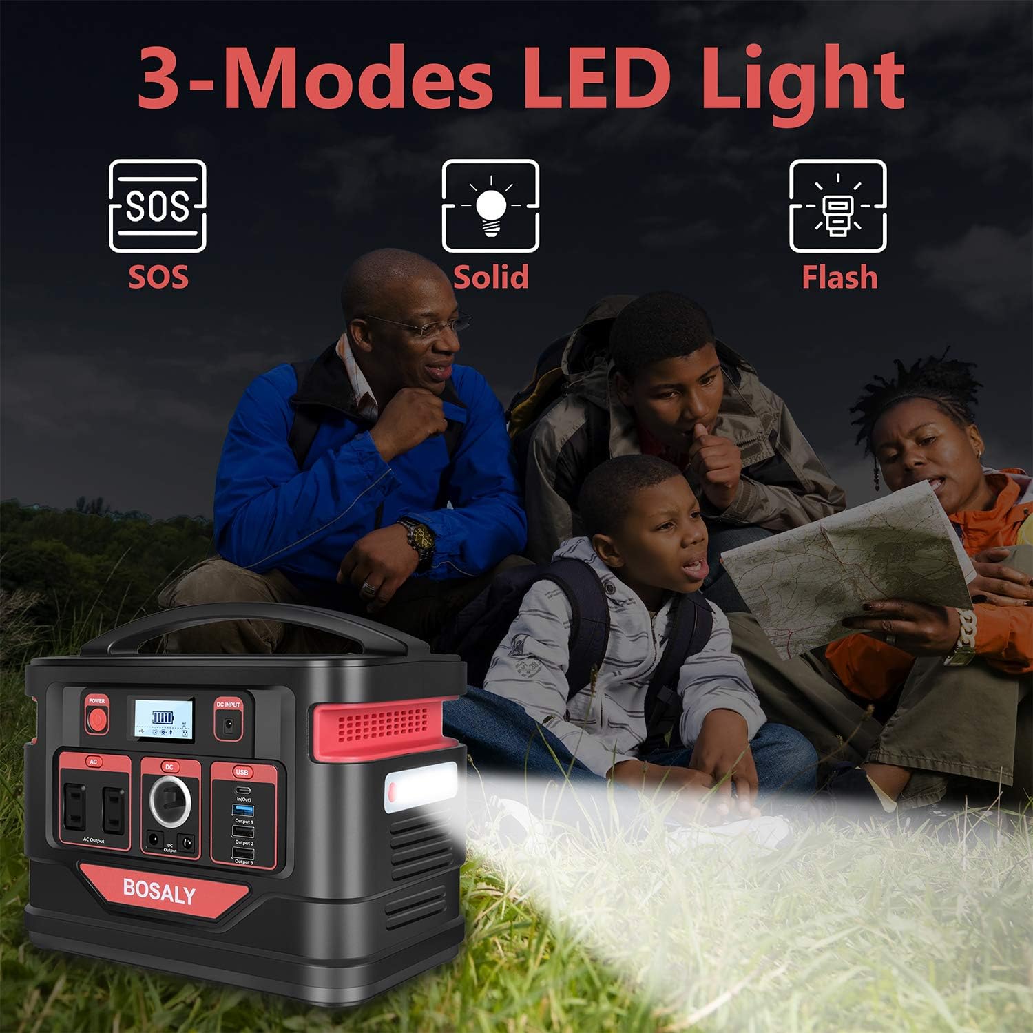 BOSALY Portable Power Station, 296Wh CPAP Fast Charger Lithium Backup Battery Pack 110V 300W Solar Generator?Pure Sine Wave AC Outlet USB DC?Supply for Outdoors Camping Travel Hunting Emergency