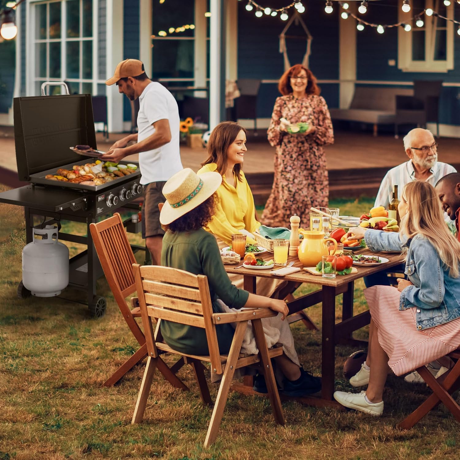Royal Gourmet GB4000P 4-Burner Propane Gas Griddle with Hard Cover, 35-Inch Flat Top BBQ Grill, 52,000 BTU, Outdoor Griddle Cooking Station for Backyard and Tailgating, Black