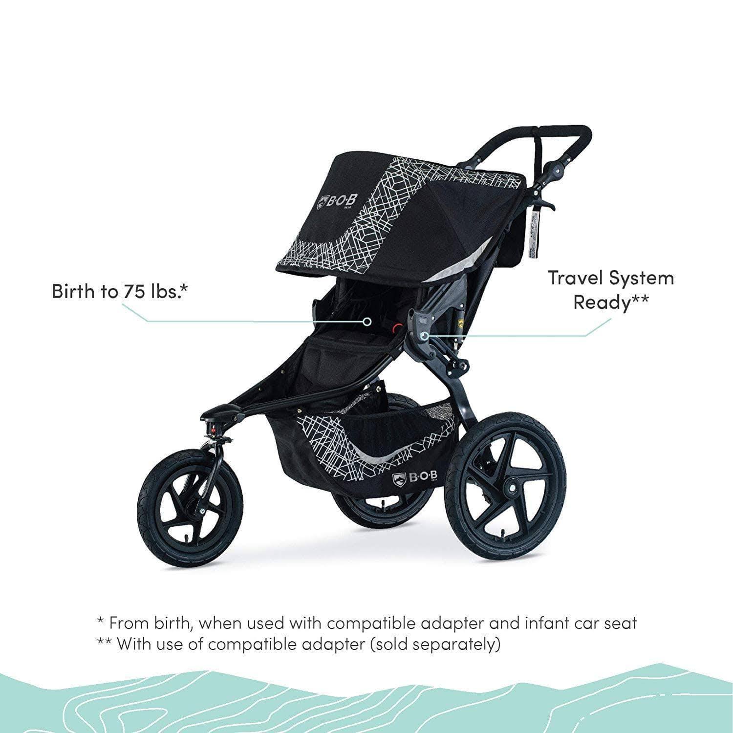 Bob Gear Revolution Flex 3.0 Jogging Stroller - Lunar Black