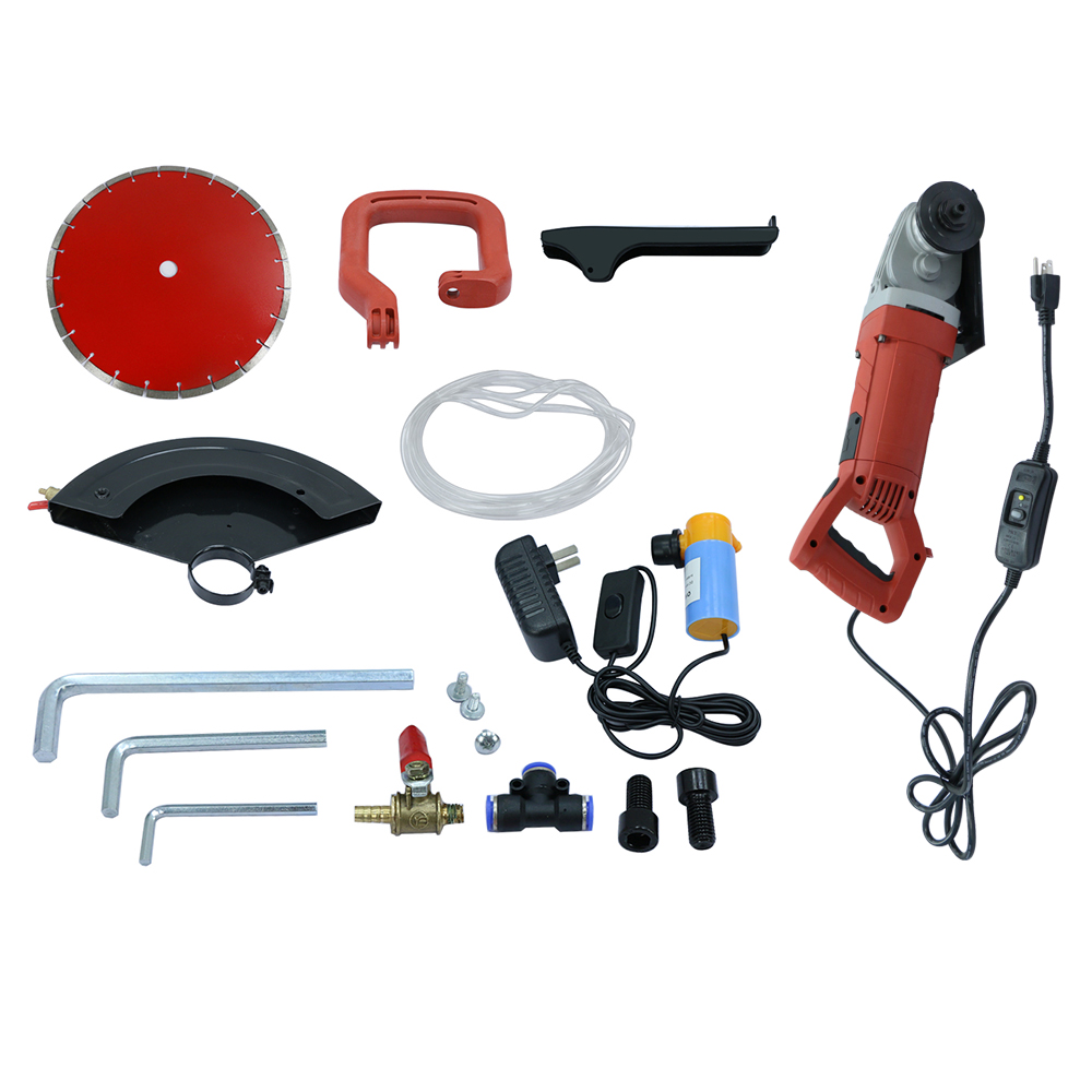 14” 18Amp Electric Concrete Saw Wet Dry Circular Saw Cutter with Water Pump & Blade for Brick, Wood, Metal, Reinforced Concrete, Porcelain