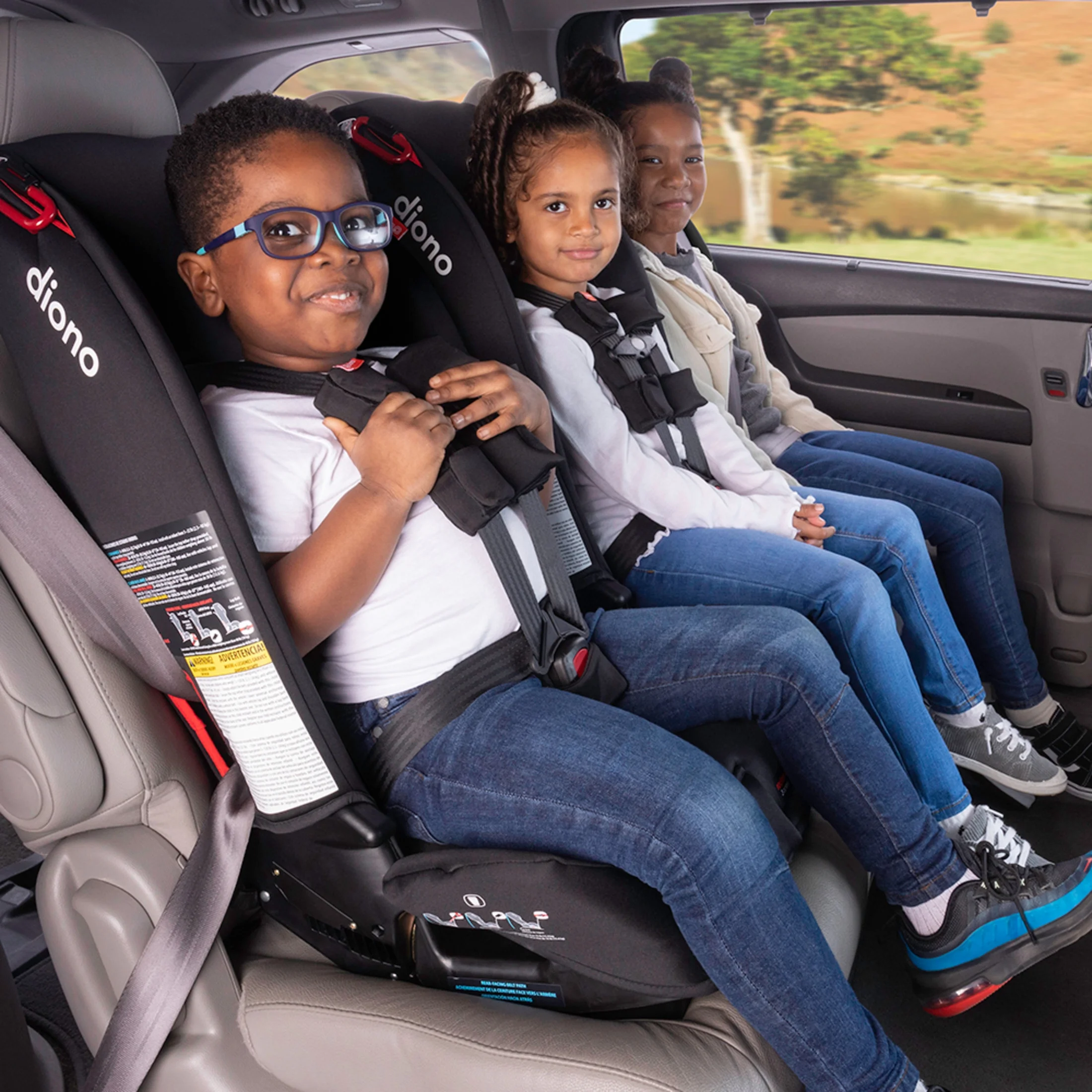 Diono Radian 3R All-in-One Convertible Car Seat, Slim Fit 3 Across, Black