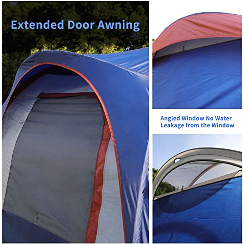 CAMPROS CP Tent 9 Person Camping Tents, 2 Room Water Resistant Family Tent with Top Rainfly, 4 Large Mesh Windows, Double Layer, Easy Set Up, Portable with Carry Bag