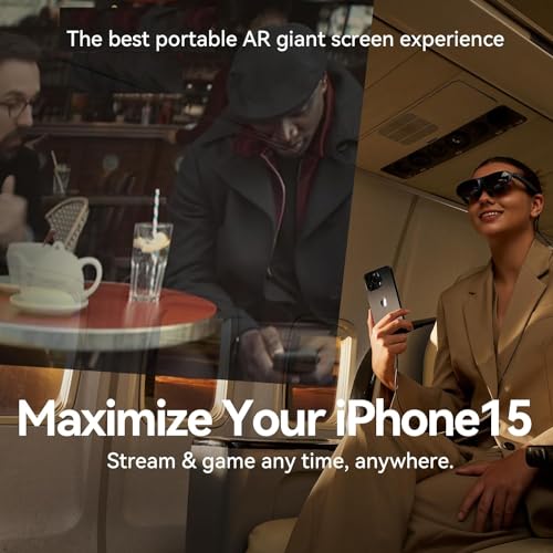 Rokid Max AR Glasses, Smart Glasses with 360" Micro-OLED Display, Google Play, Media Streaming, HDCP Support & Cloud Gaming, Console, Android, iOS, Windows Compatible
