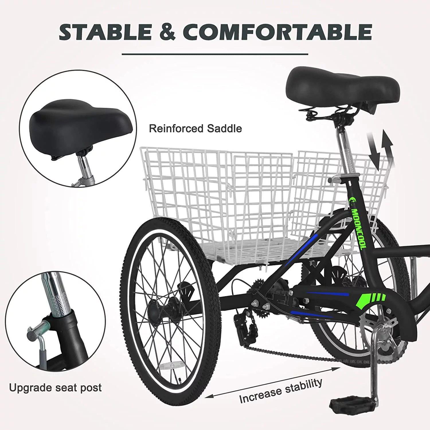 ABORON Adult Folding Tricycles, 7 Speed Folding Adult Trikes, 26 Inch 3 Wheel Bikes with Low Step-Through, Foldable Tricycle for Adults, Women, Men, Seniors - Curated Treasures Market