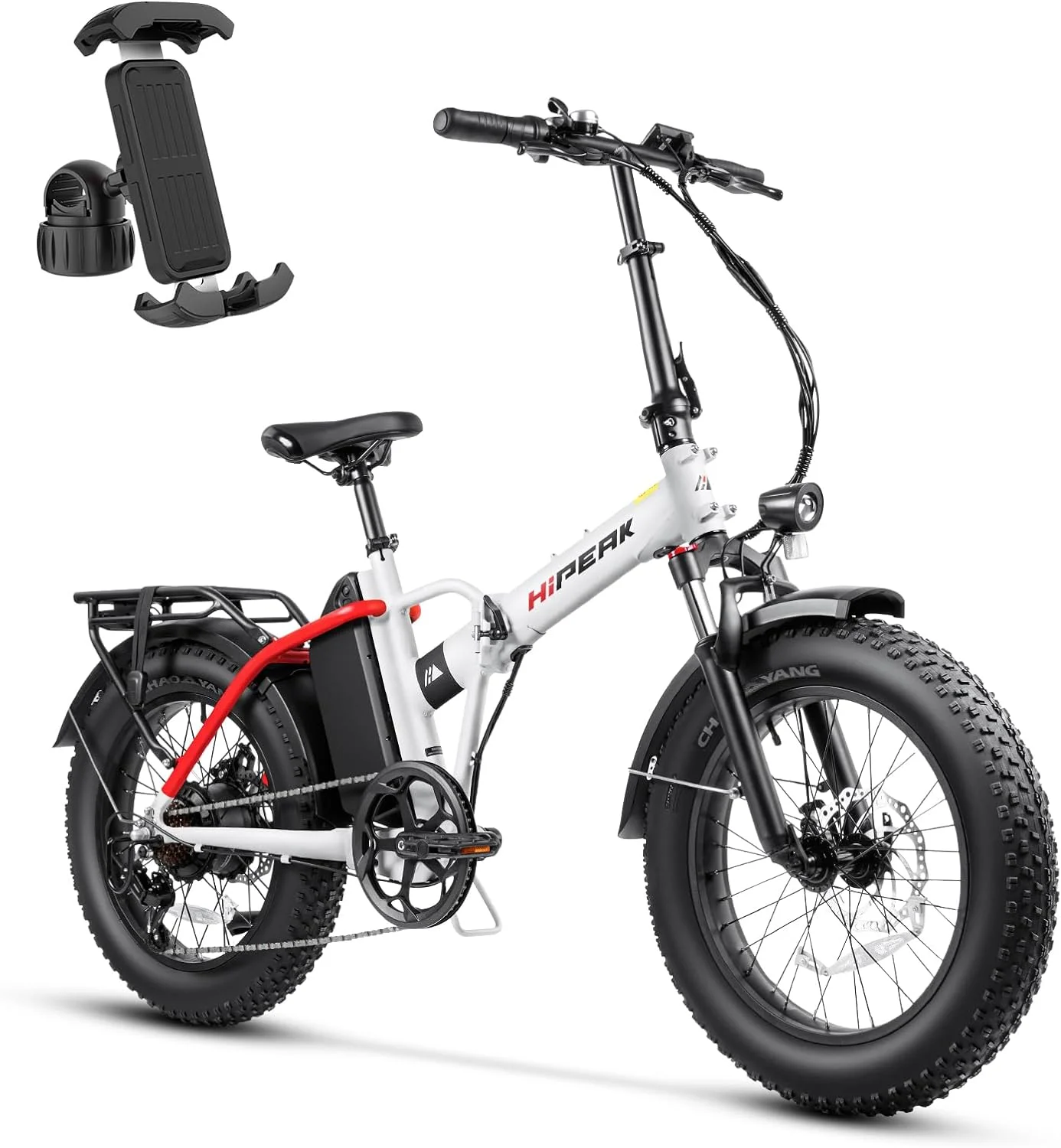 Hipeak 750W Electric Bike for Adults Folding Ebike 48V 15Ah 20" x 4.0" Fat Tire Electric Bike with Removable Battery, Foldable Adults Electric Bicycles 25MPH Front Suspension - Curated Treasures Market