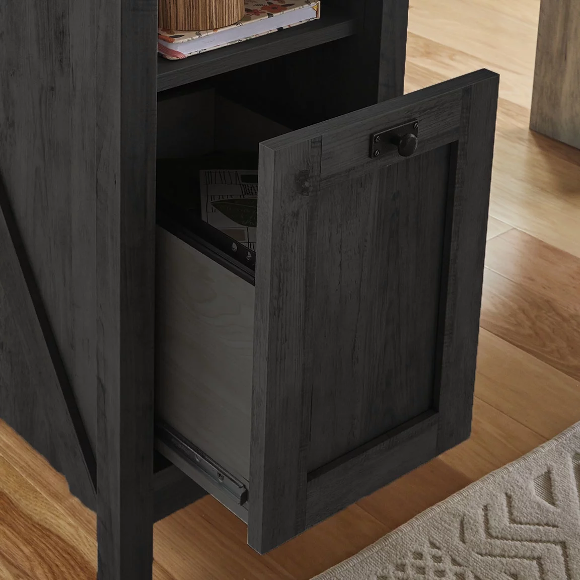 Better Homes & Gardens Modern Farmhouse L-Desk, Black Finish