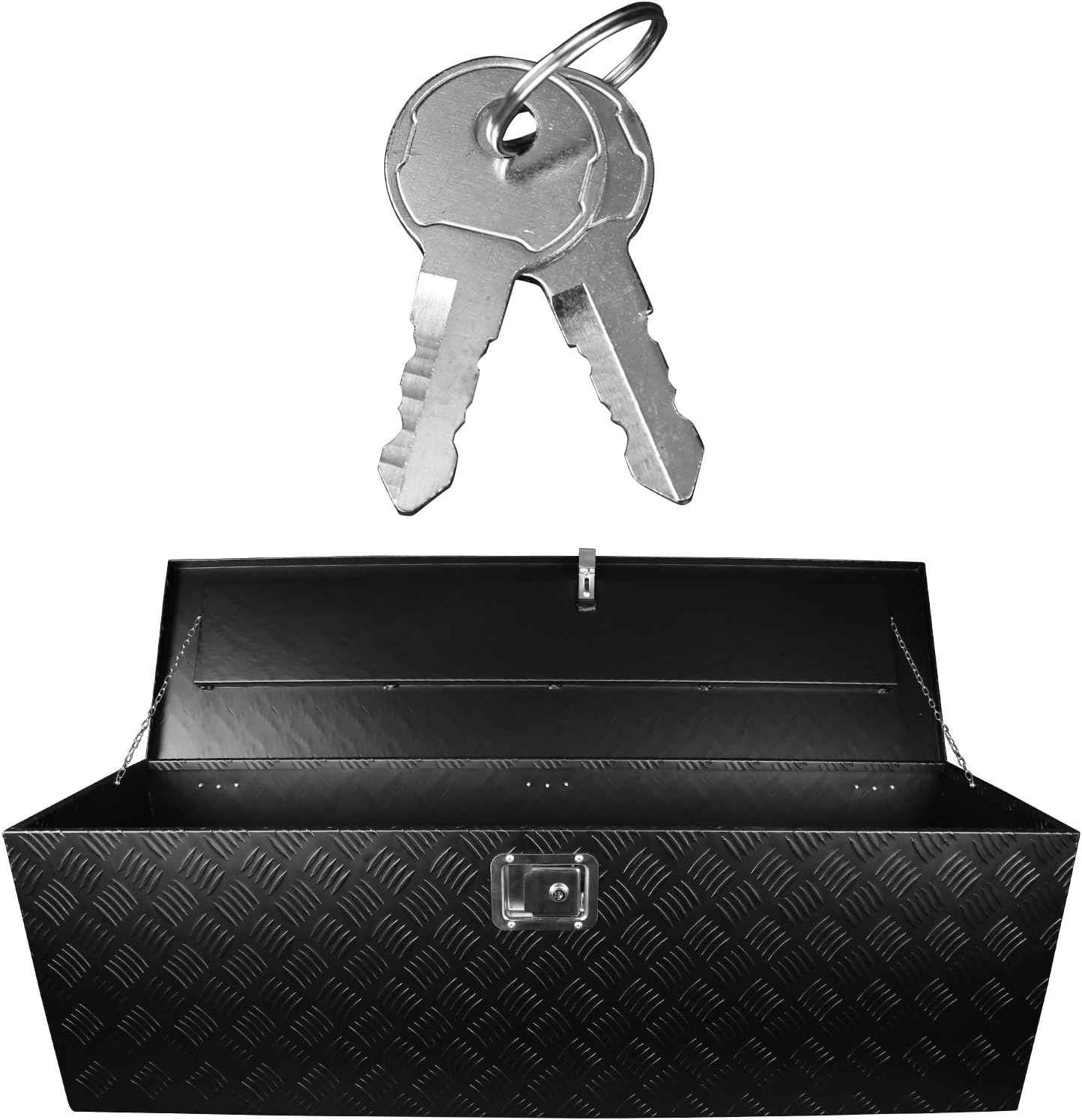 Carpartsinnovate For 29 Truck Pickup Black Aluminum Underbody Tongue Tool Box Trailer Storage+Lock