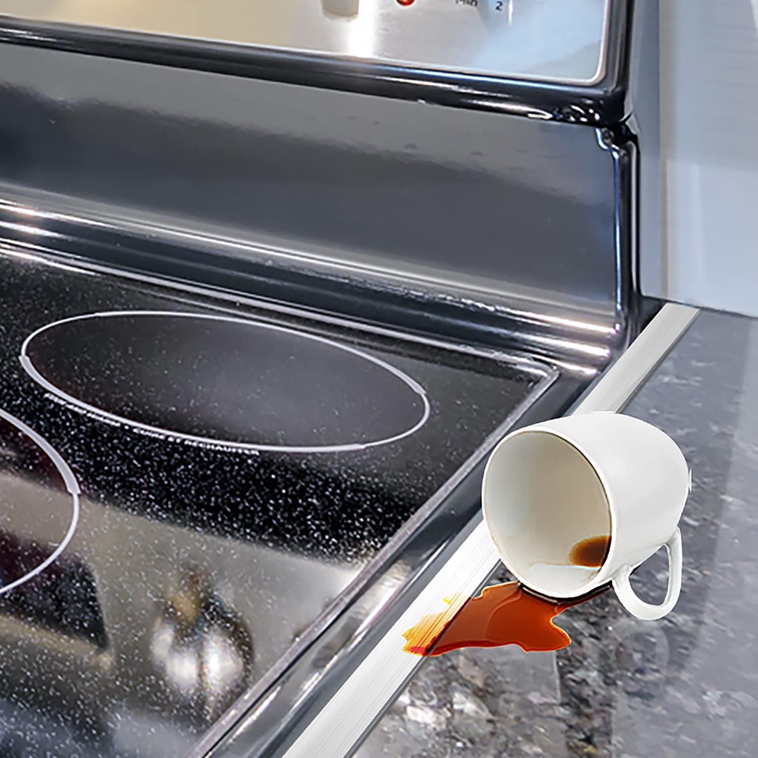 Stove Cover, Stove Guard, Stainless Steel Stove Gap Covers, Heat Resistant & Easy to Clean Stove Counter Gap Cover, Kitchen Stove Counter Gap Cover Eliminates Gap Between Counter & Appliances (2 pcs) Pack of 2