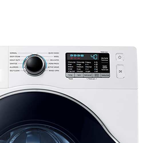 Samsung 2.2 Cu Ft Small Space Front Load Washer, 40 Minute Super Speed Washing Machine, Steam Wash Clothes, Self Cleaning, WW22K6800AW/A2