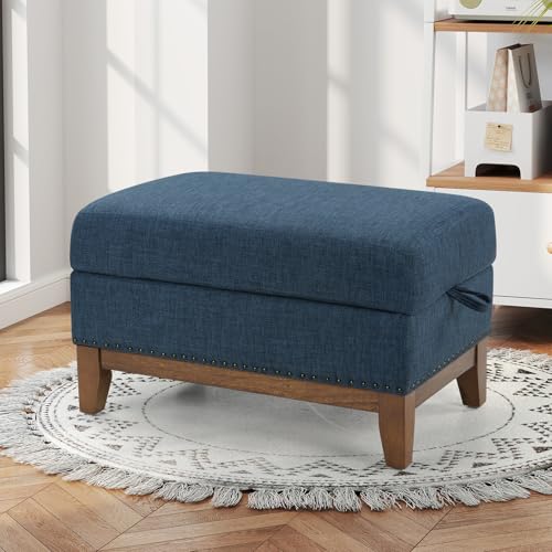 Classic 3-Seater Upholstered Sofa with Nailhead Trim, High-Density Foam Cushions & Sturdy Solid Wood Legs, Soft Fabric Couch for Living Room, Beige
