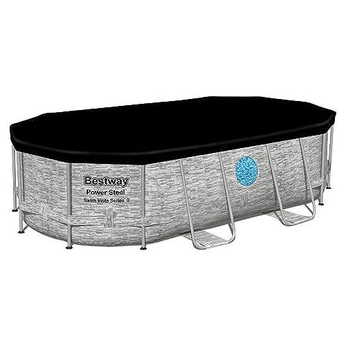 Bestway Power Steel Swim Vista Series II 14' x 8' 2" x 39.5" Above Ground Outdoor Swimming Pool Set with 530 GPH Filter Pump, Ladder, and Pool Cover
