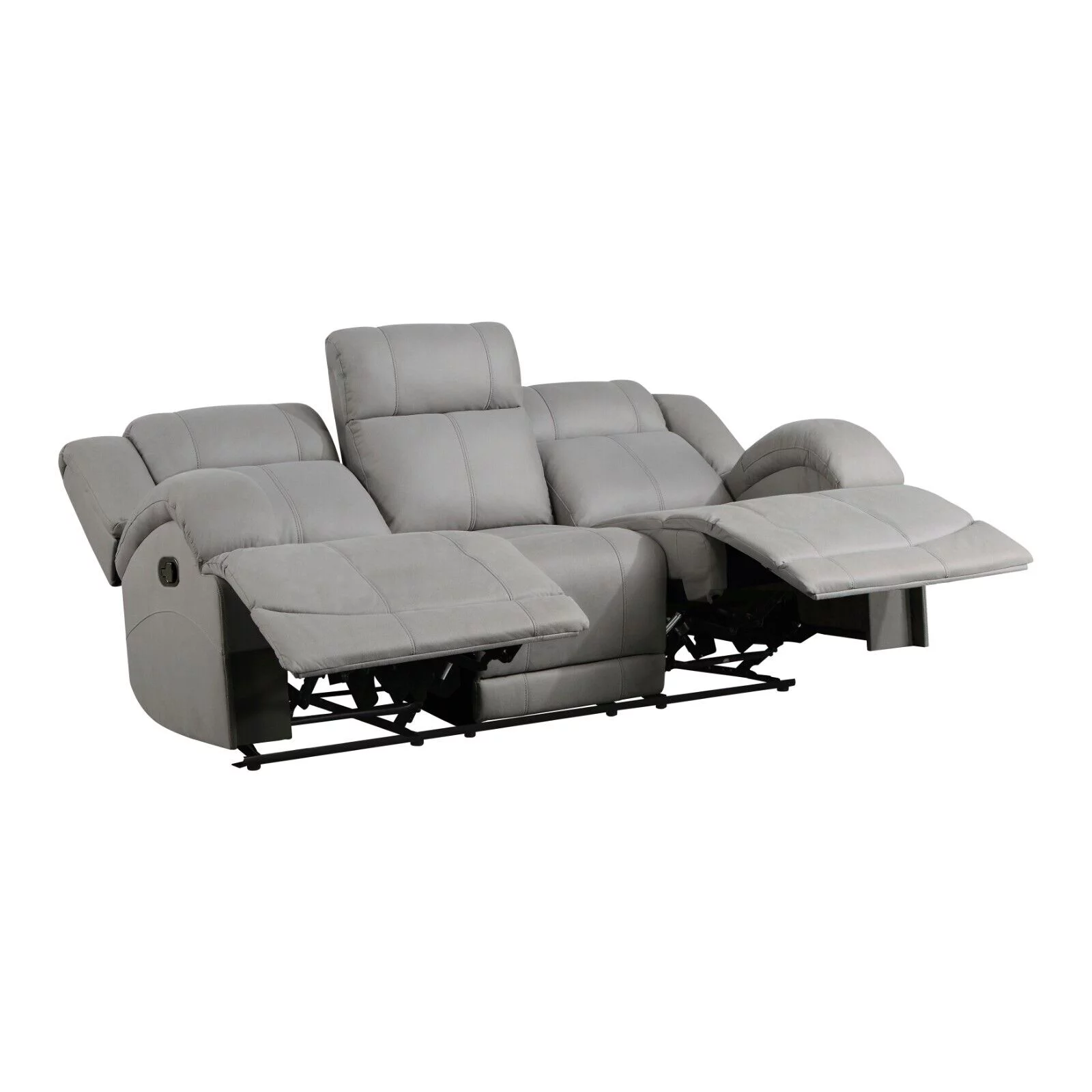 Gray Color Polished Microfiber Upholstered Reclining Sofa Set 2pc Sofa Console Loveseat Modern Living Room