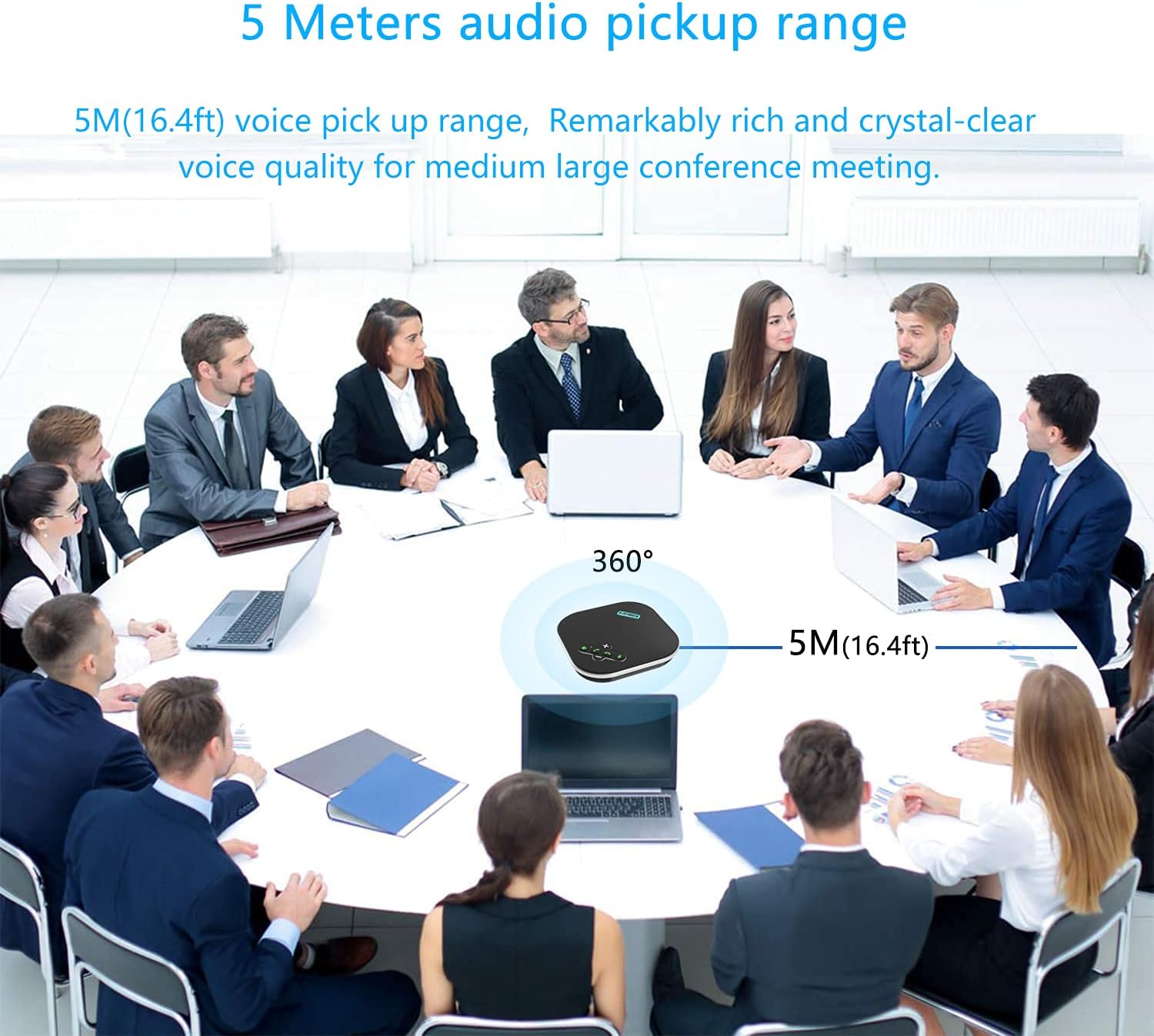TONGVEO USB Speakerphone Conference Microphone,M3 Conference Speaker Built-in Full Duplex 360°Voice Pickup 4 AI Microphones Noise Cancellation Mics for Video Conference,Gaming,Chatting,Skype…
