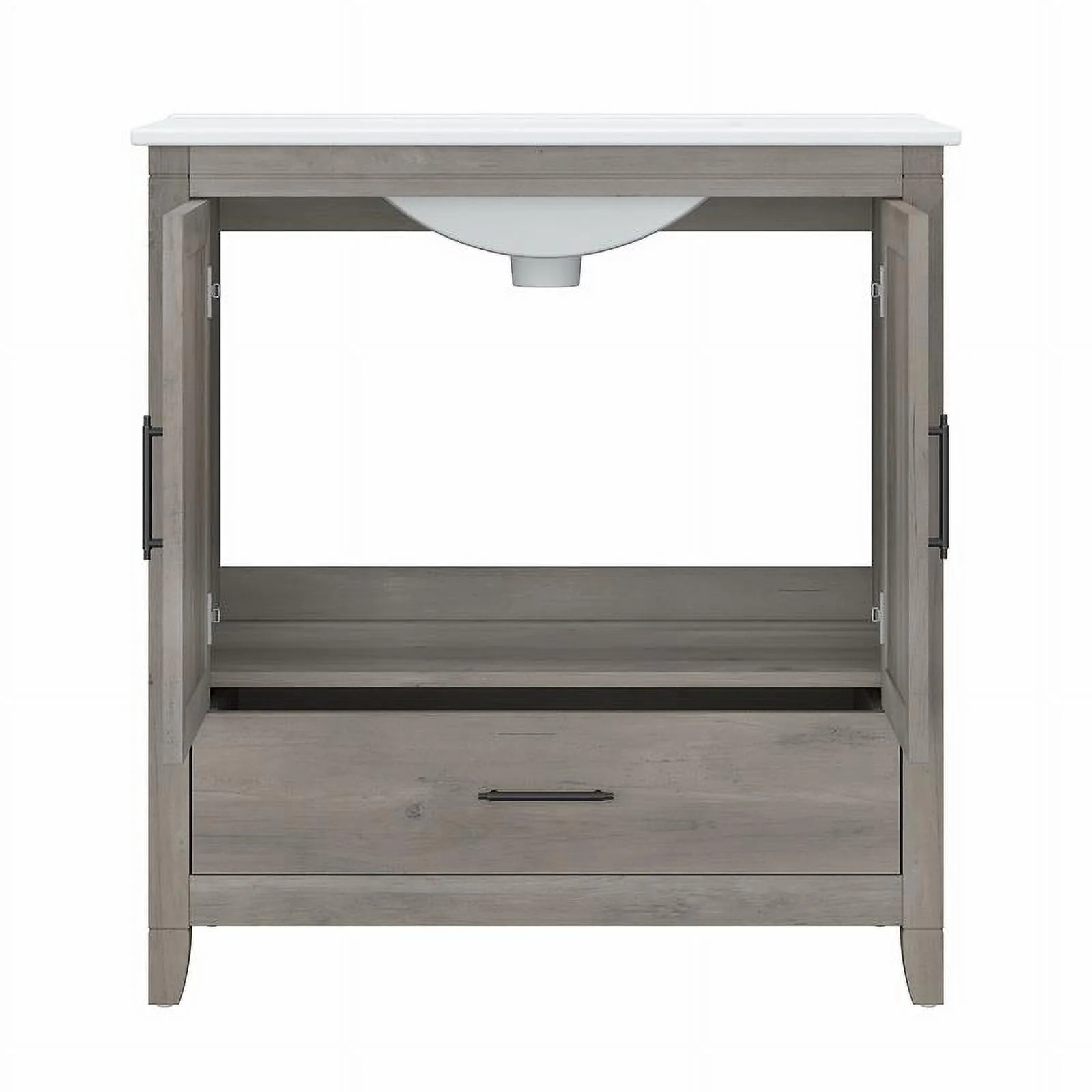 Bush Furniture Key West 32W Bathroom Vanity with Sink in Driftwood Gray