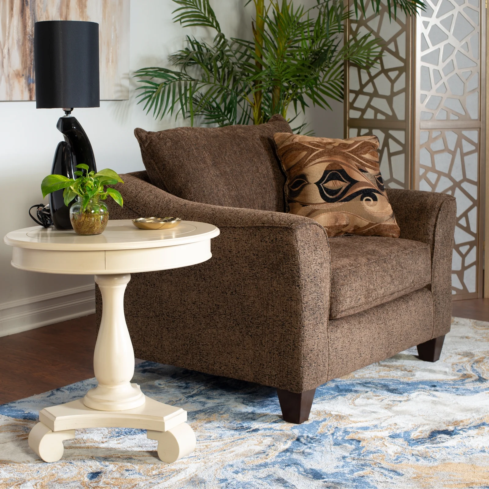 Roundhill Furniture Camero Pillowback 4-Piece Sofa Set, Fabric, Chocolate Color