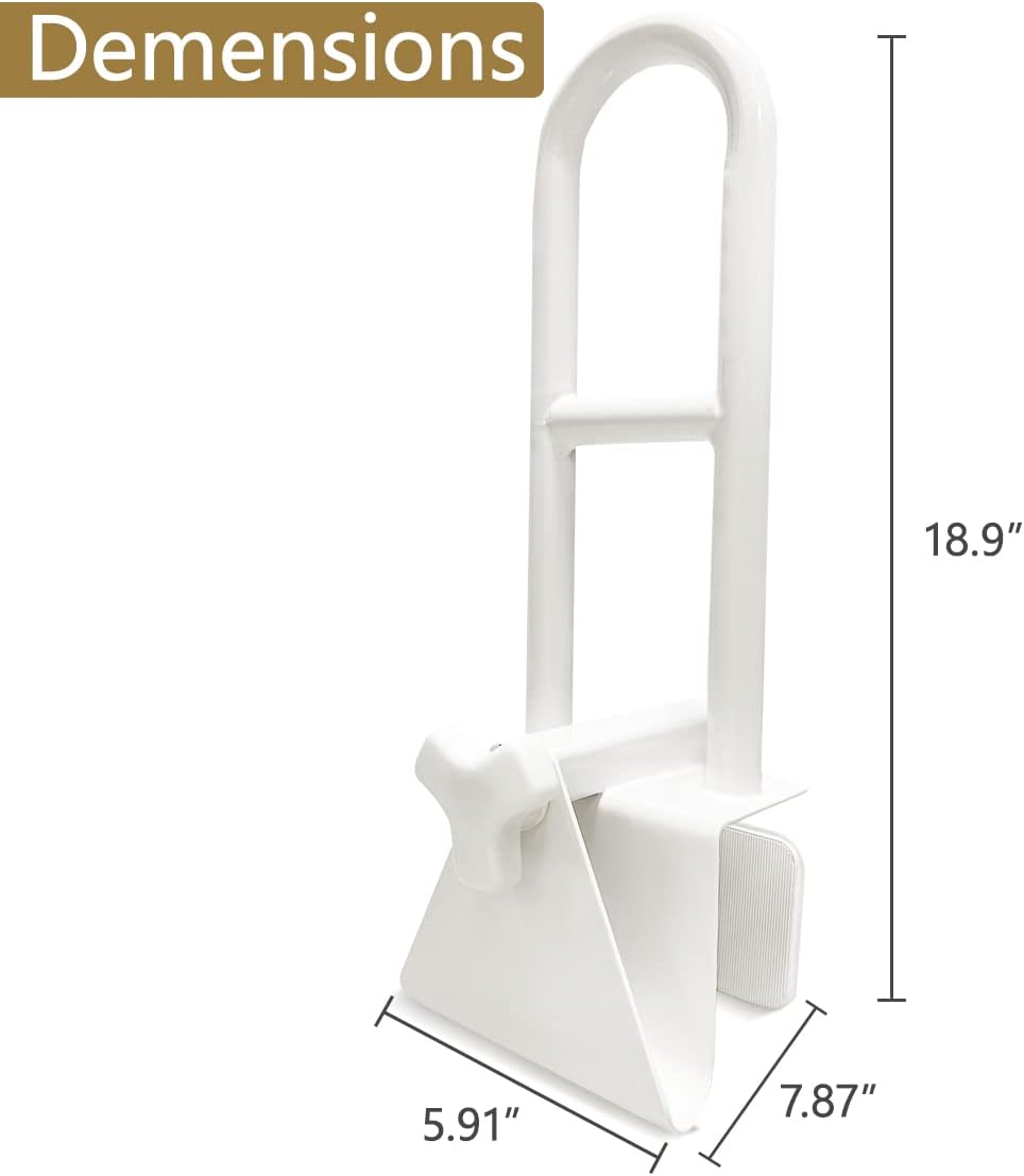 UNLICON Medical Adjustable Bathtub Safety Rail Shower Grab Bar Handle for Seniors, White Pack of 2