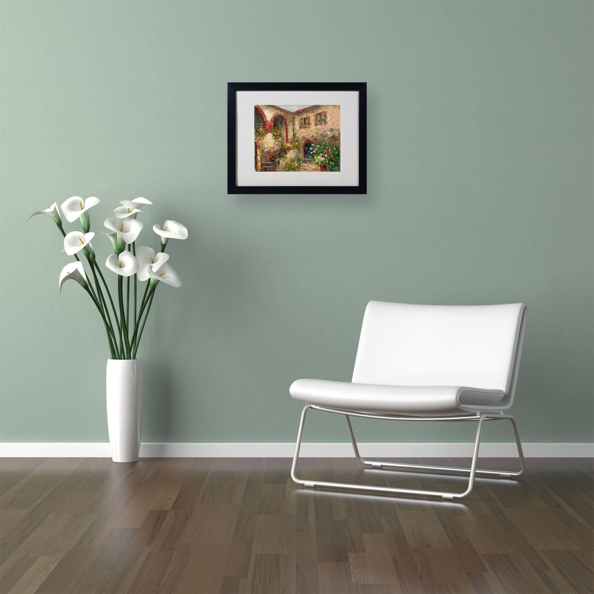 Trademark Rio Tuscany Courtyard Art, White Matte with Black Frame, 16x22 x 20x22
