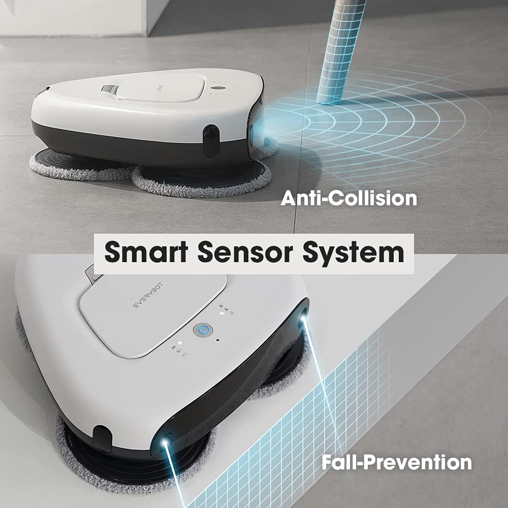 EVERYBOT Three-Spin, Heavy-Duty Wet Mopping Robot for Hard Floor Care with Super Easy & Simple Autonomous Cleaning and Extremely Silent Mopping Operation, Powered by Dynamic Spin Technology, White