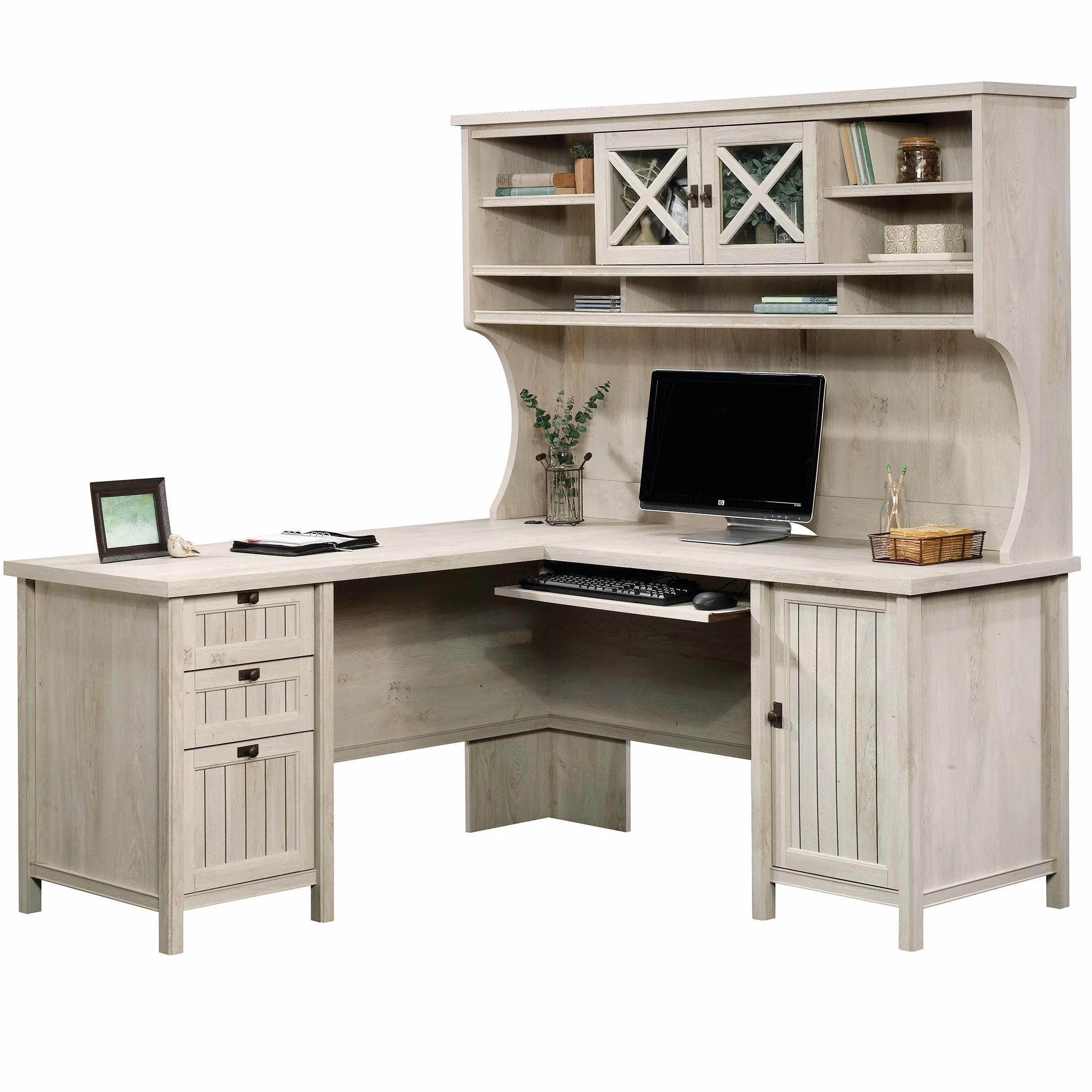 Sauder Costa Hutch, Chalked Chestnut Finish