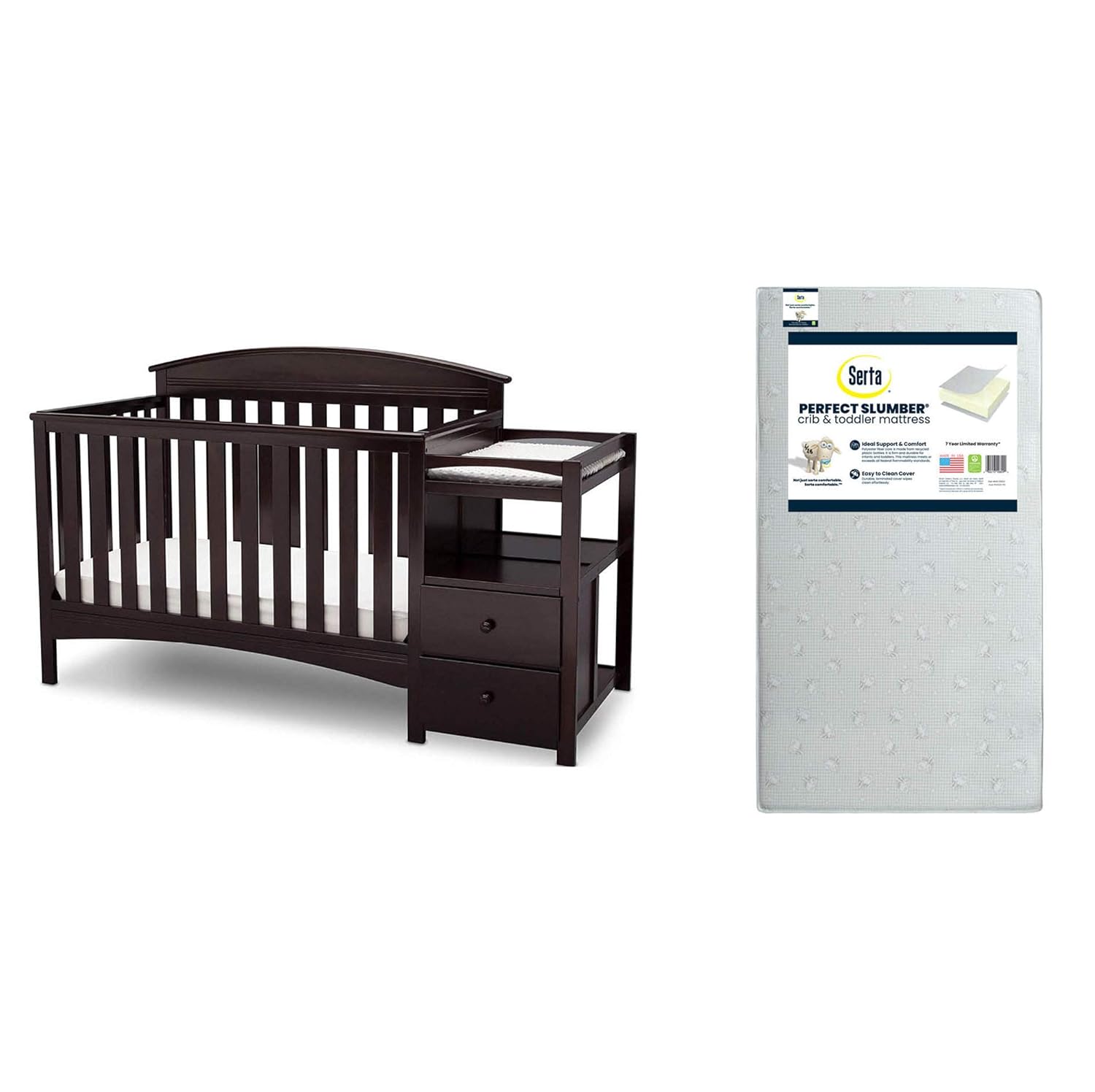Delta Children Abby Convertible Crib and Changer, Bianca White