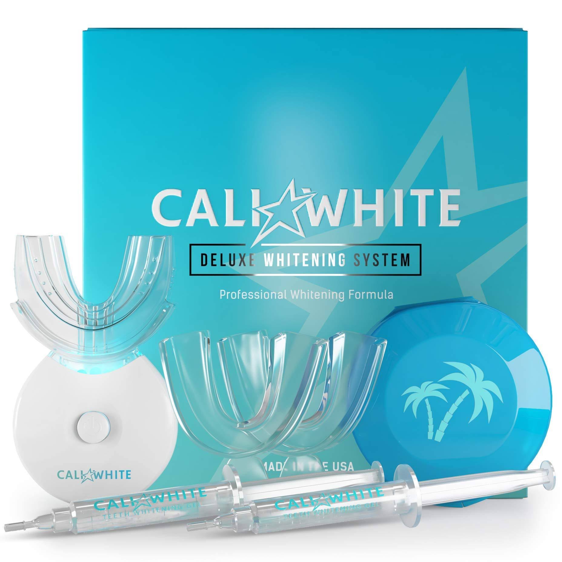 Cali White Vegan Teeth Whitening Kit with LED Light, Made in USA, Natural &