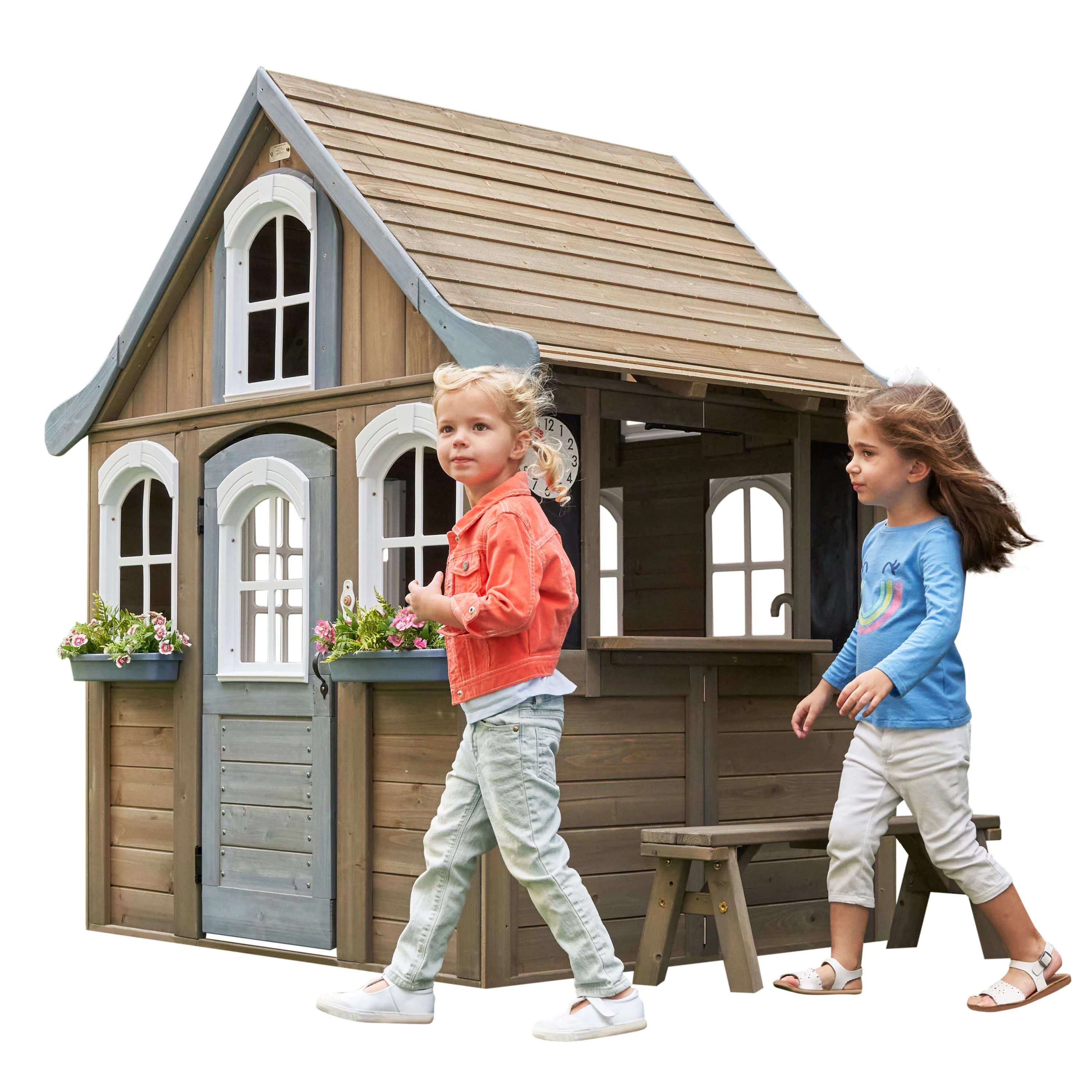 KidKraft Forestview II Wooden Outdoor Playhouse with Kitchen