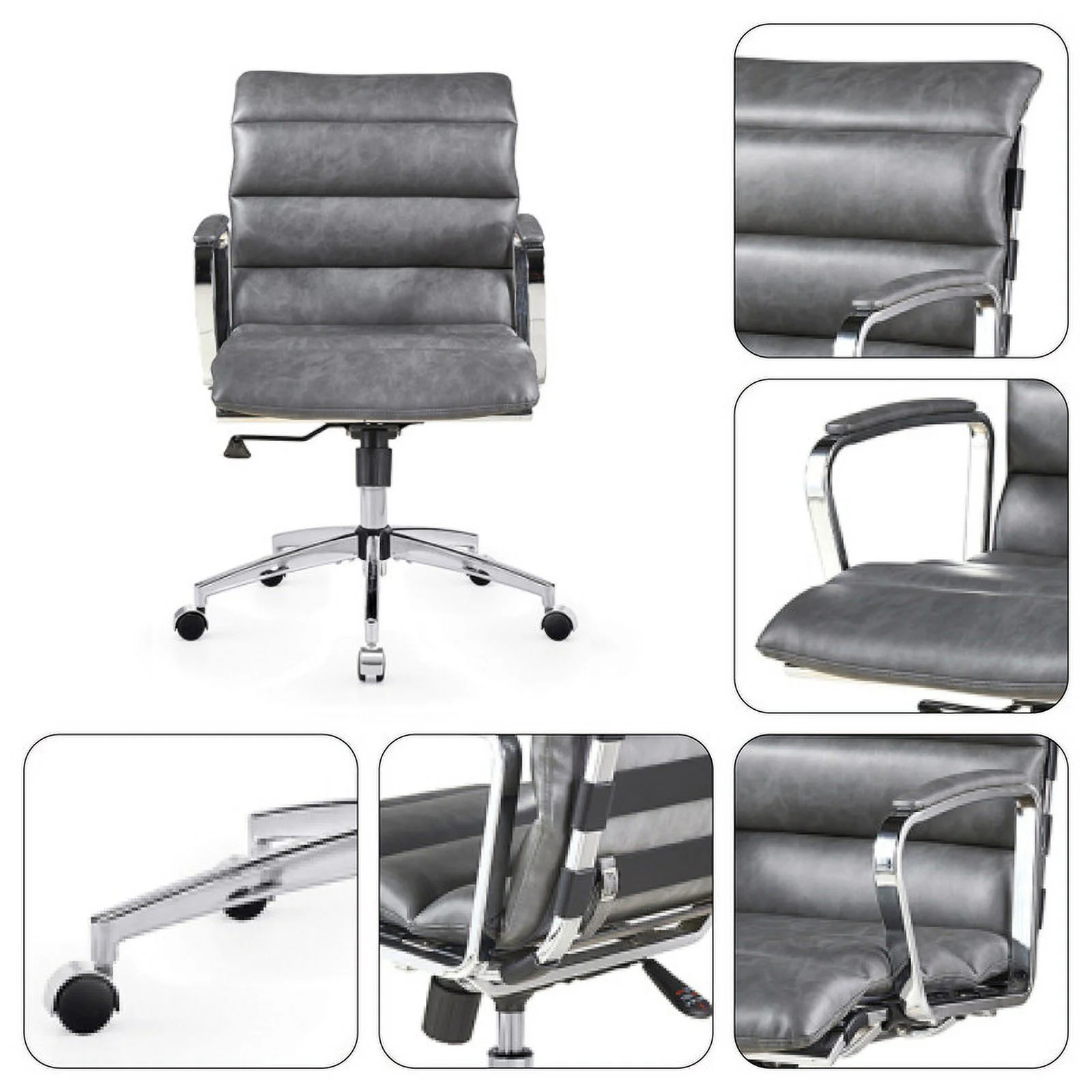 Durable Finish high back Antique Gray Metal office seat chair base