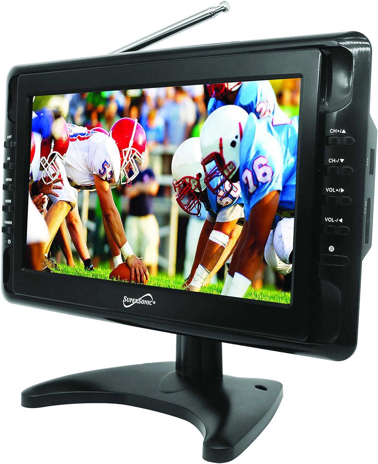 SuperSonic SC-2813 13 Portable Widescreen LED TV with USB/SD Inputs, HDMI, FM Radio, Rechargeable Battery and AC/DC Compatible for Home, RVs, Boats, Camping