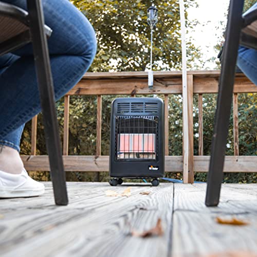 Mr Heater 4000 to 18000 BTU 3 Setting Portable LP Gas Heater Unit with Dual Tank Connection for Indoor and Outdoor Use, Black/Red