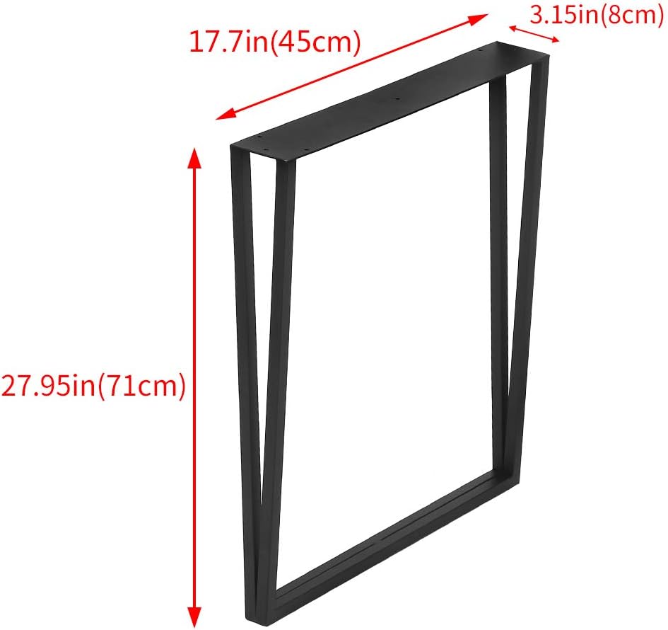 Metal Table Legs Cast Iron Dining Table Legs,28�� Height 24�� Wide Black Desk Legs,Rustic Heavy Duty DIY Furniture Legs,Industrial Bench Legs,Square Tube Coffee Table Legs 2 PCS