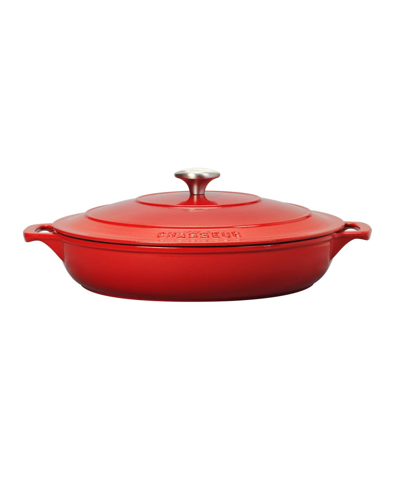 Chasseur 2.6-Quart Red Enameled Cast Iron Braiser with Lid