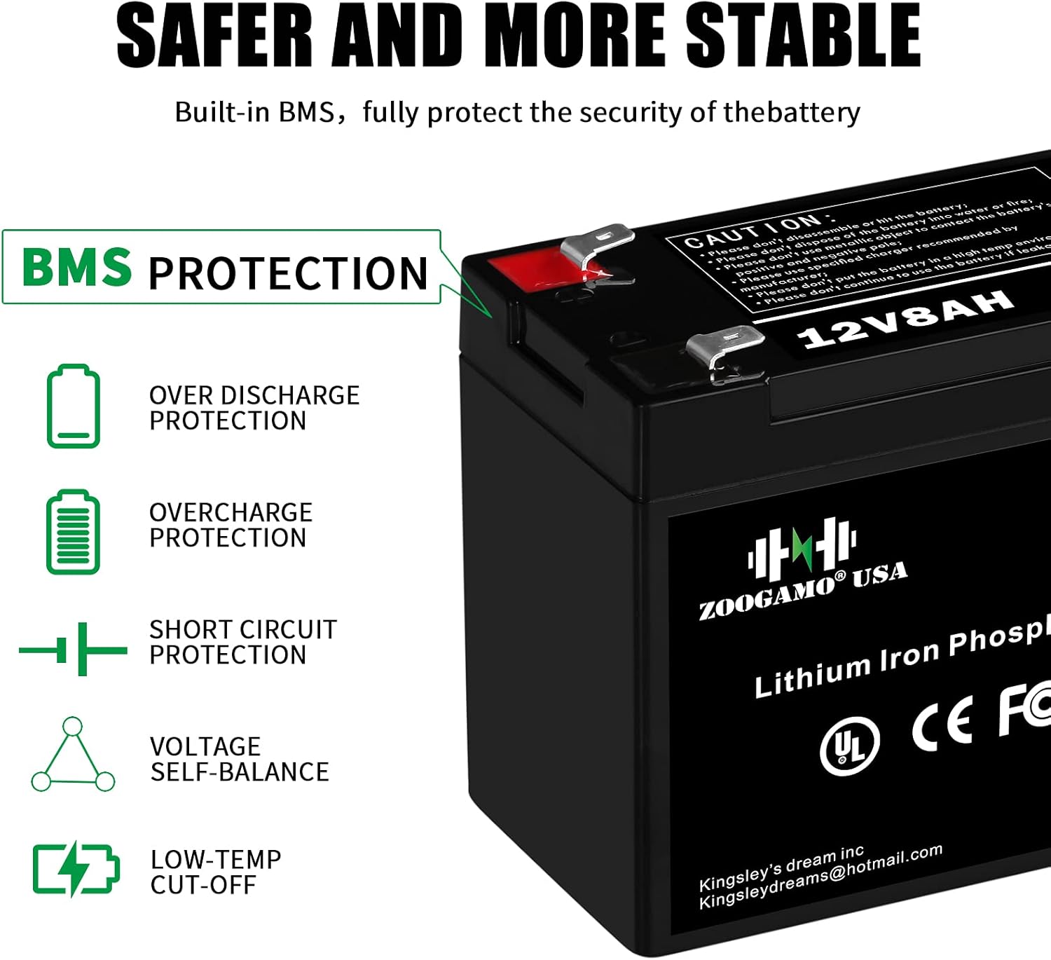 ZOOGAMO 12V 300Ah Lithium LiFePO4 Deep Cycle Rechargeable Battery with Built-in BMS, 3000+ Cycles & 10-Year Lifetime, Perfect for RV, Solar, Marine, Overland, Off-Grid Applications (12V-300AH)