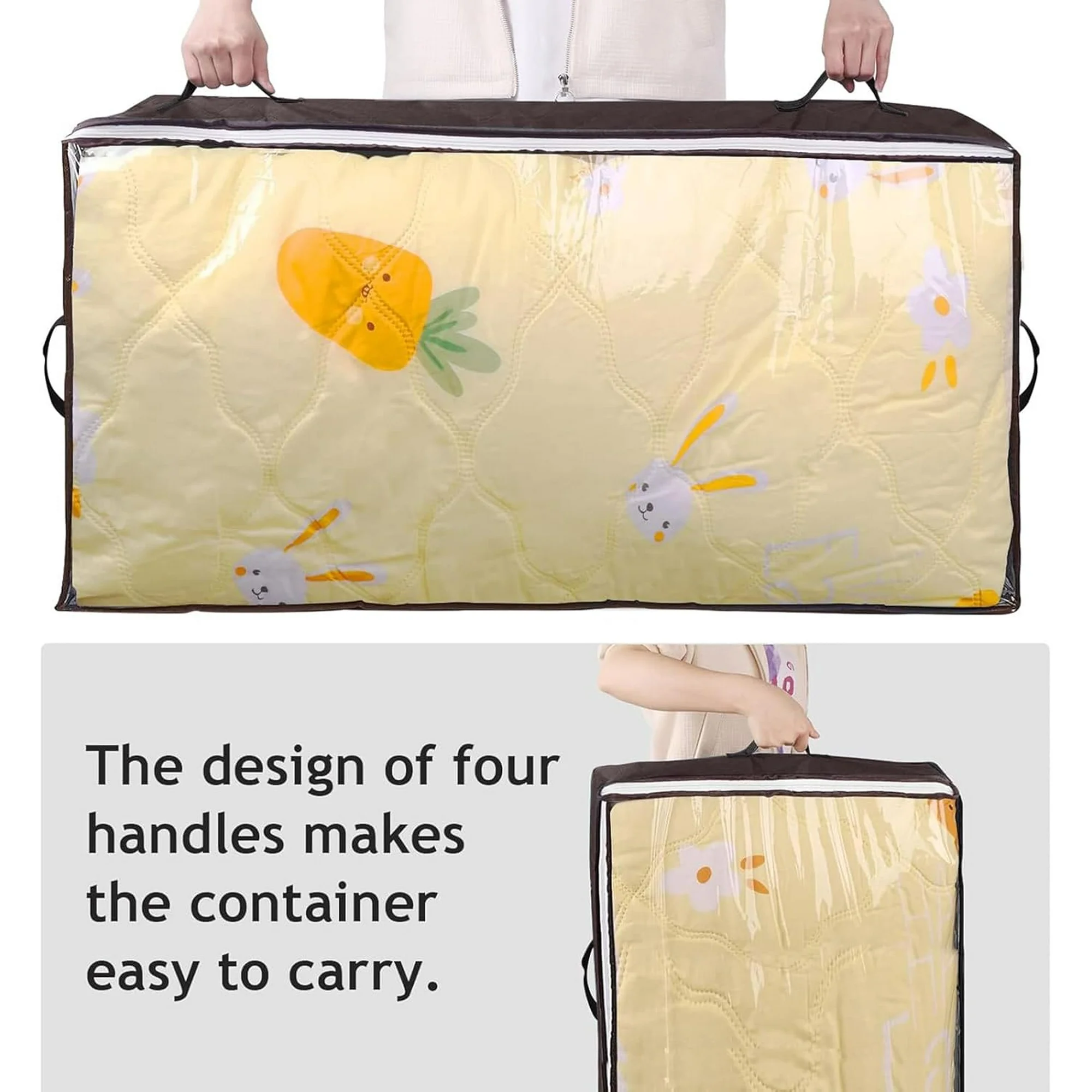 UniMall  6 Pack 90L Under bed Storage Containers Organizer Large Capacity Underbed Clothes Storage Bins Organization and Storage Bedroom Foldable Storage Bags with Clear Window Brown