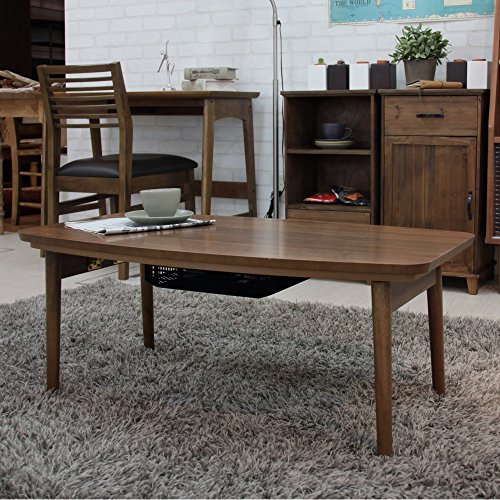 AZUMAYA Kotatsu Heater Folding Legs Table W36.0 x D20.0 x H14.5 Inches Natural Oak and Rubber Wood Material Home and Living Herringbone Pattern Table Top Wood Brown Color KT-111