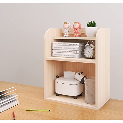 Storage Shelves Desktop Bookshelf Small Storage Rack Simple Desk Rack Wood Double-Layer Storage Rack for Book and Magazine File Storage and Storage Office Organization