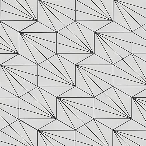 SomerTile FCDASBX Aster Hex Blanco Encaustic Porcelain Floor and Wall Tile, 25