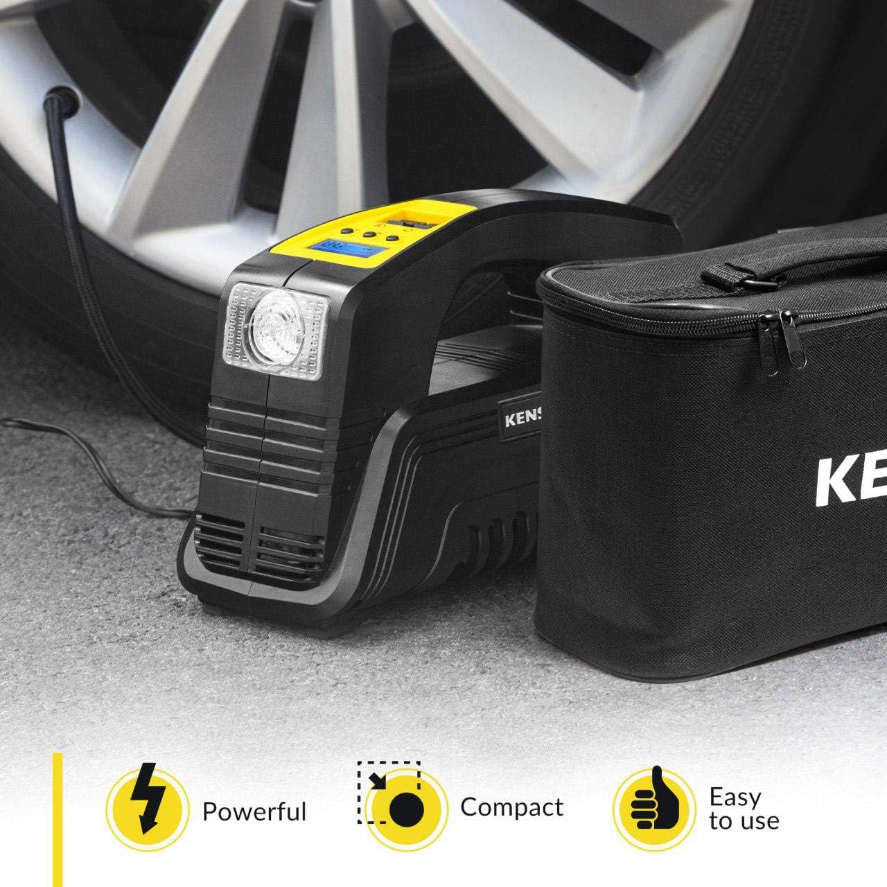 Kensun Model J Tire Inflator AC/DC for Car 12V DC and Home 110V AC Portable Air Compressor Pump for Car, and Other Inflatables Pack of 2
