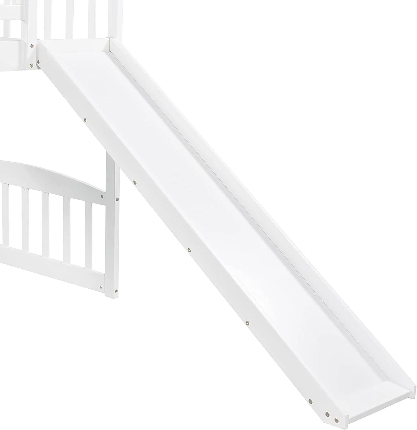 Loft Bed With Slide And Stairs, Wooden Low Loft Bed Frame With Storage For Kids Girls Boys - White