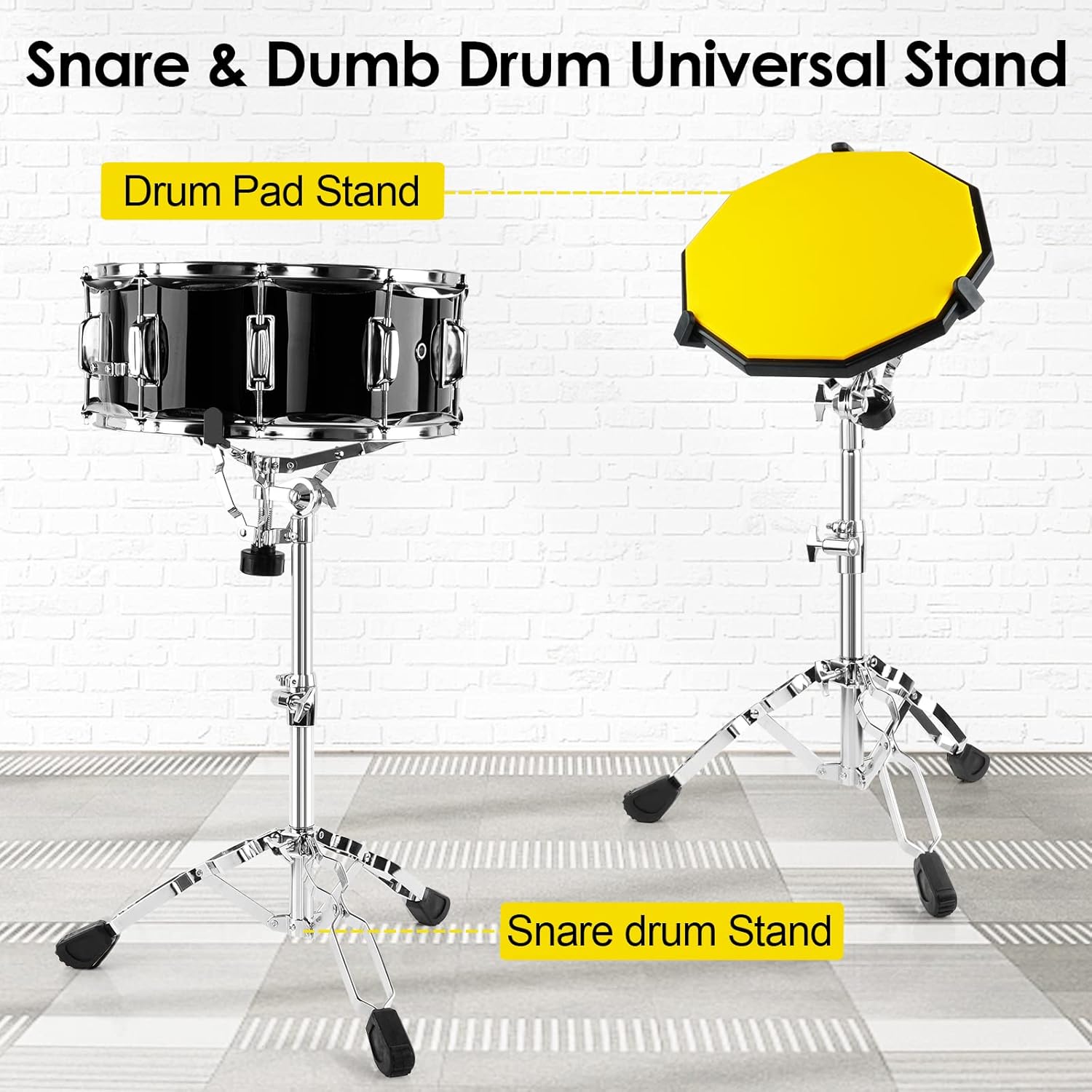 Vangoa Snare Drum Stand Lightweight Double Braced Adjustable Height with Carrying Bag Fit 10 to 15 Dia Drums