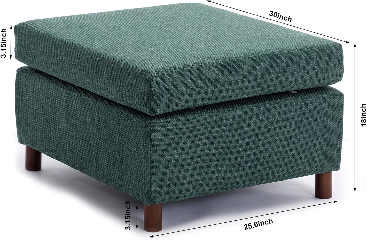Modular Combo Oversized Sectional Sofa Couch, Modern Wide Arm Loveseat with Ottoman, Comfy Deep 2 Seat for Living Room, Bedroom, Apartment, B-Green