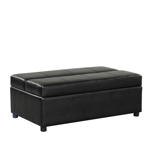 LUMISOL Folding Ottoman Sleeper Chair Bed with Mattress, Convertible Fold Out Sleeper Sofa Bed Guest Bed, Twin Size Leather Sleeper Sofa Bed for Living Room Bedroom, Brown