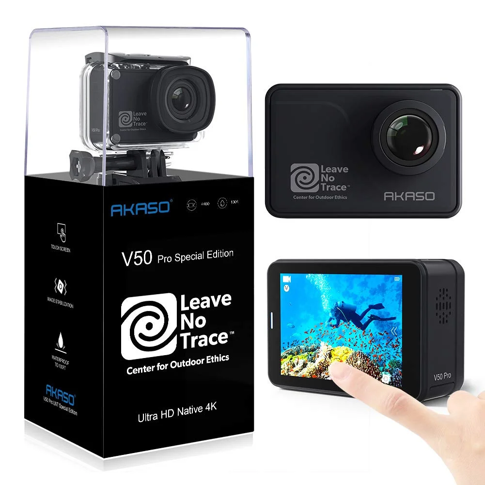 AKASO V50 Pro SE Action Camera Leave No Trace Special Edition Touch Screen 4K60 Sport Camera EIS WiFi Remote Control Waterproof Cameras with Accessory Kit
